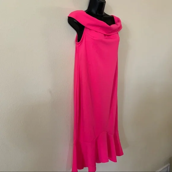Pinkblush Fuchsia Pink Off Shoulder Maternity Ruffle Trim Mini Dress - Picture 6 of 11